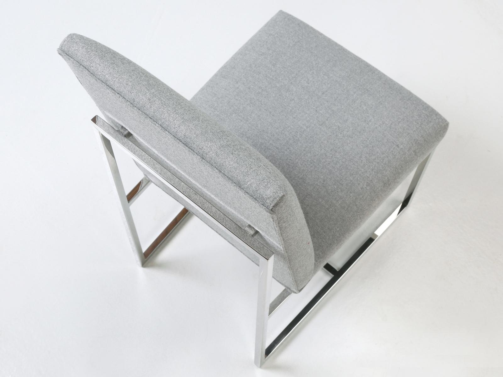 Mid-Century Modern Chrome Side or Desk Chair in Holland and Sherry Wool For Sale 6