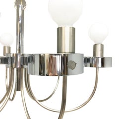 Mid-Century Modern Chrome Six-Light Chandelier