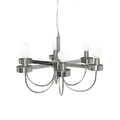 Mid-Century Modern Chrome Six-Light Chandelier