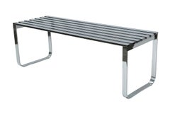 Mid-Century Modern Chrome Slat Bench or Coffee Table Milo Baughman