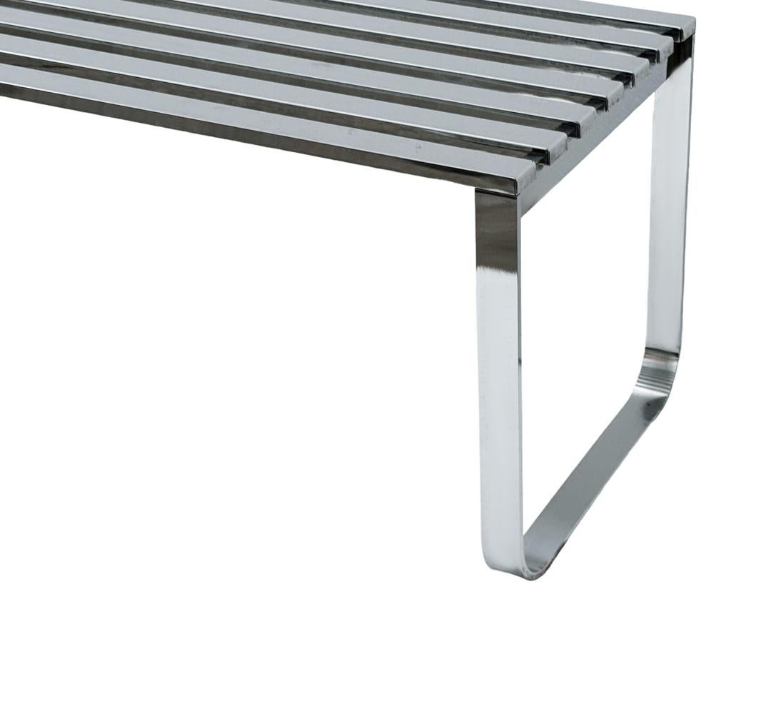 Late 20th Century Mid-Century Modern Chrome Slat Bench or Coffee Table Milo Baughman