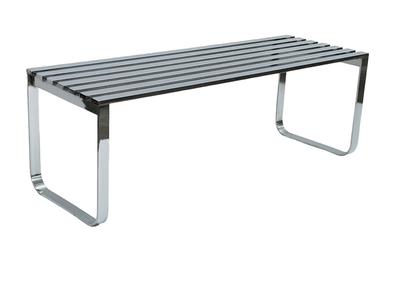 Mid-Century Modern Chrome Slat Bench or Coffee Table Milo Baughman For Sale 2