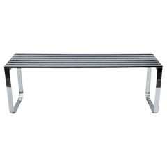 Mid-Century Modern Chrome Slat Bench or Coffee Table Milo Baughman