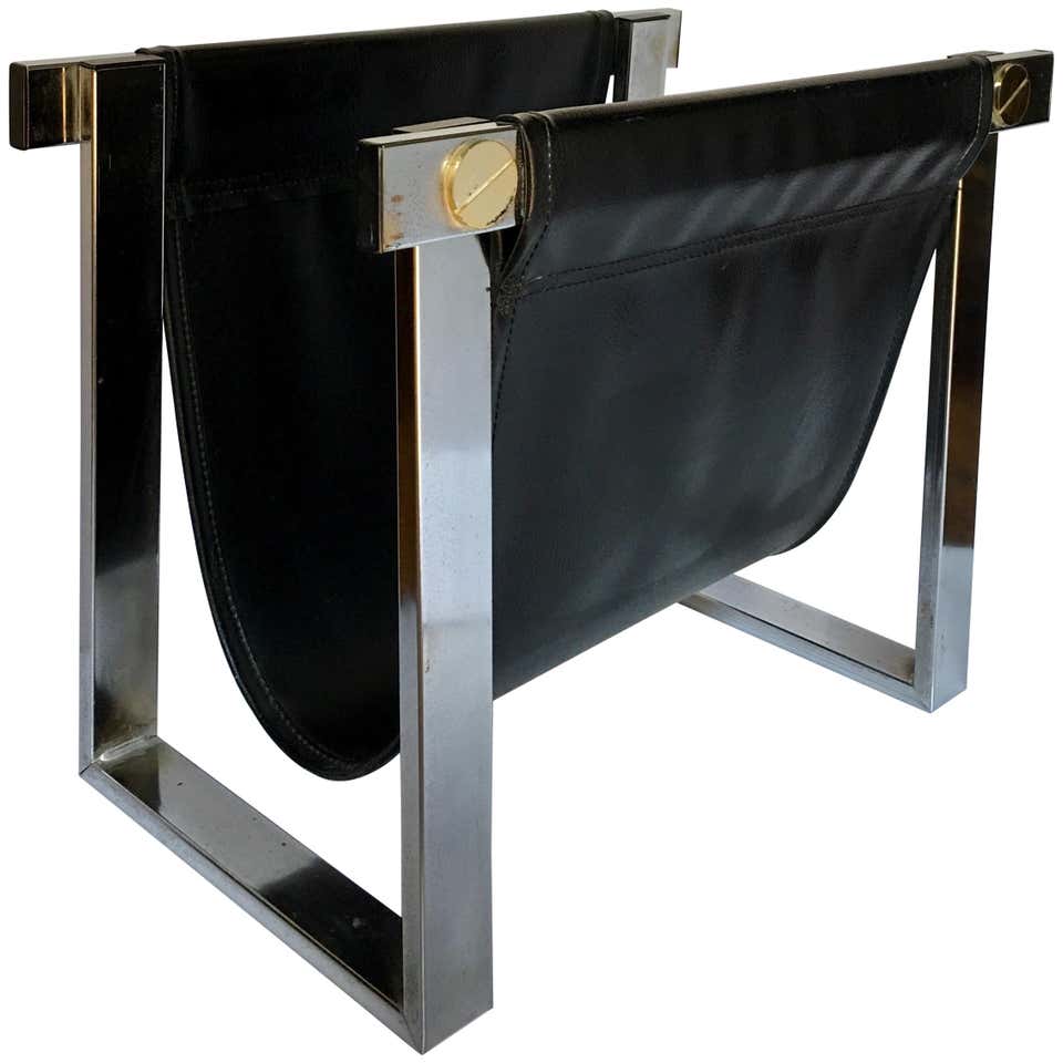 Mid-Century Modern Chrome Sling Magazine Holder at 1stDibs