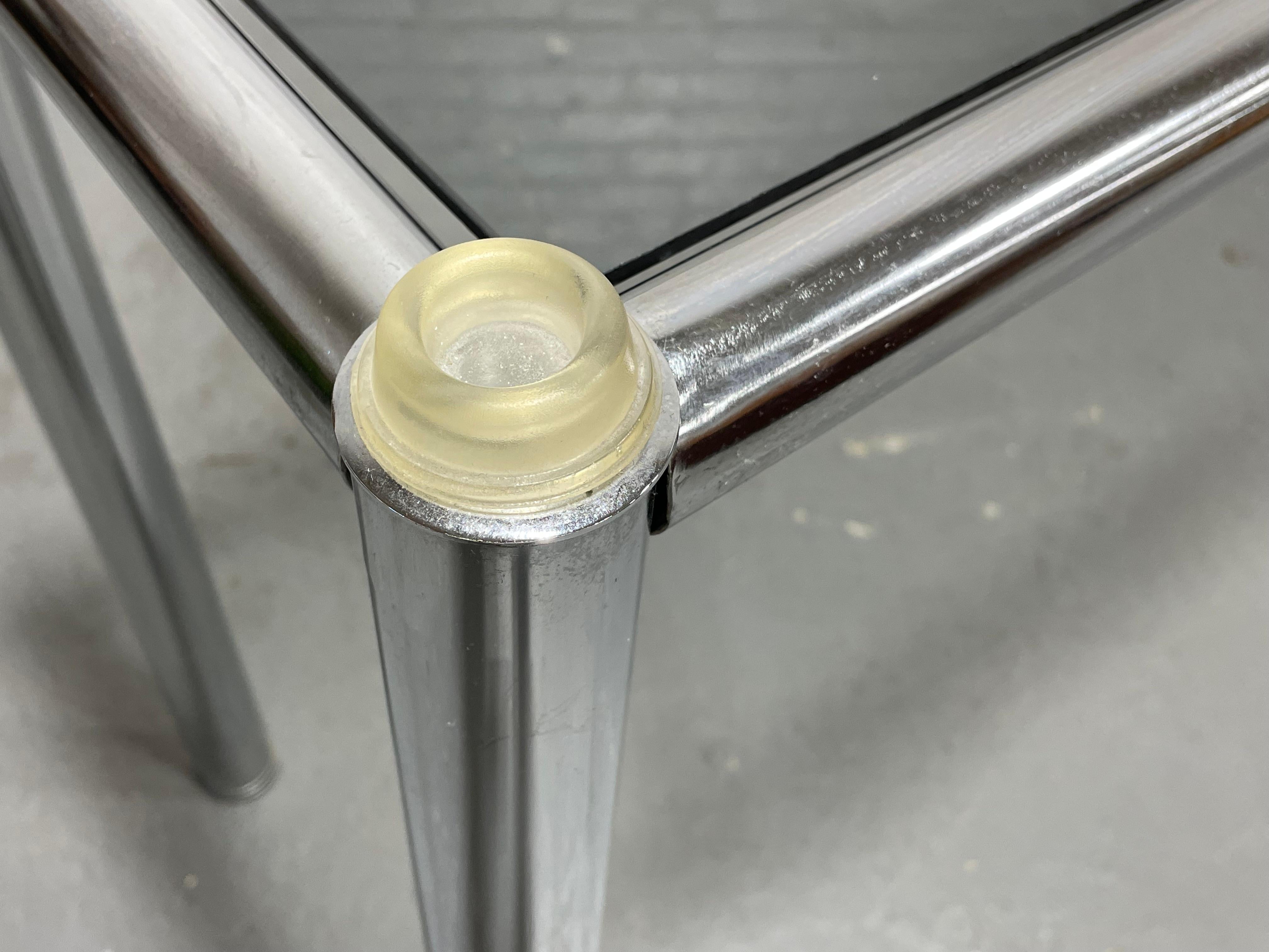 Mid-Century moderno Mid Century MODERN Chrome + Smoked Glass CONSOLE TABLE, c. 1960's in vendita