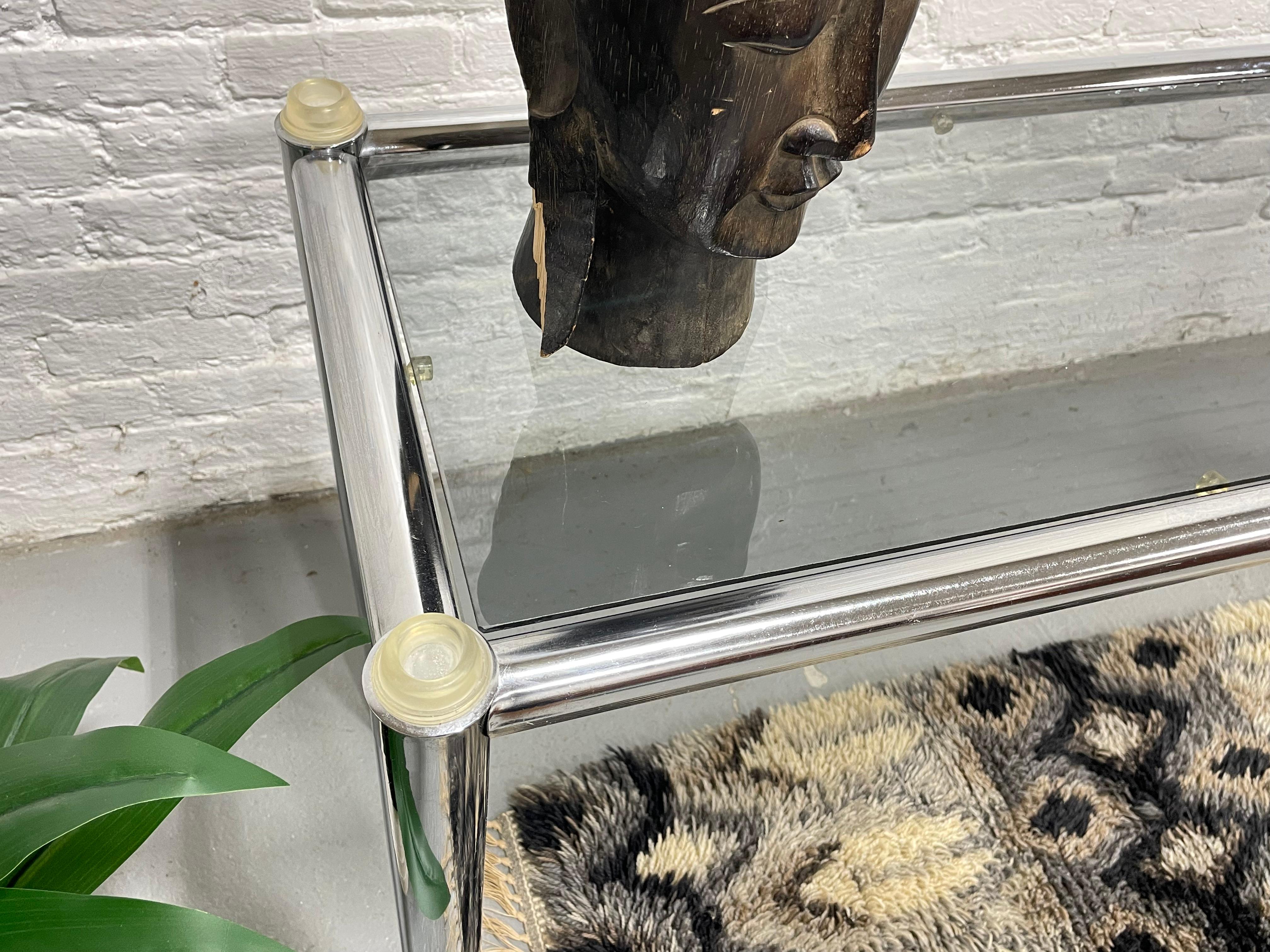 Mid Century MODERN Chrome + Smoked Glass CONSOLE TABLE, c. 1960's in vendita 1