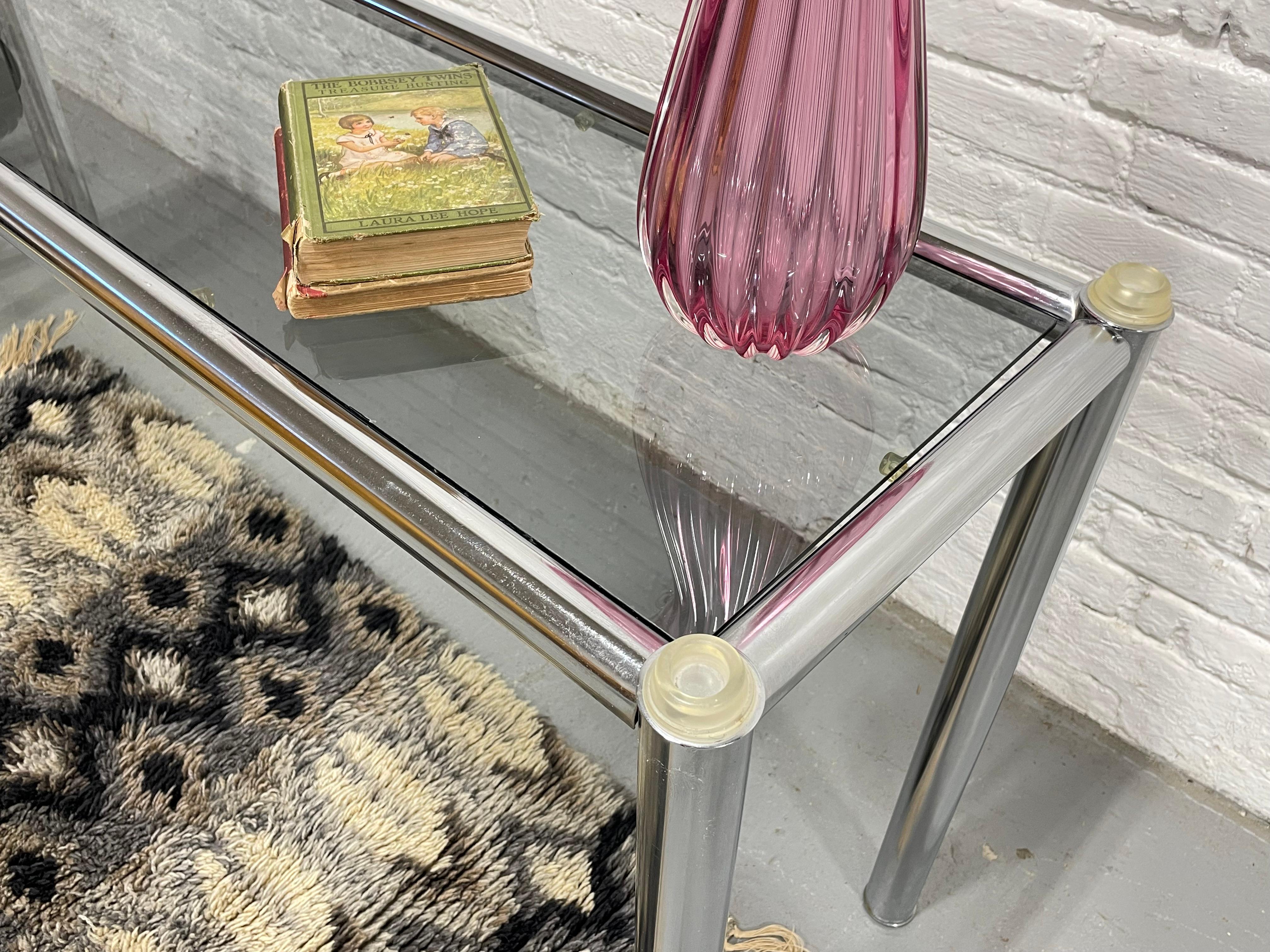 Mid Century MODERN Chrome + Smoked Glass CONSOLE TABLE, c. 1960's in vendita 2