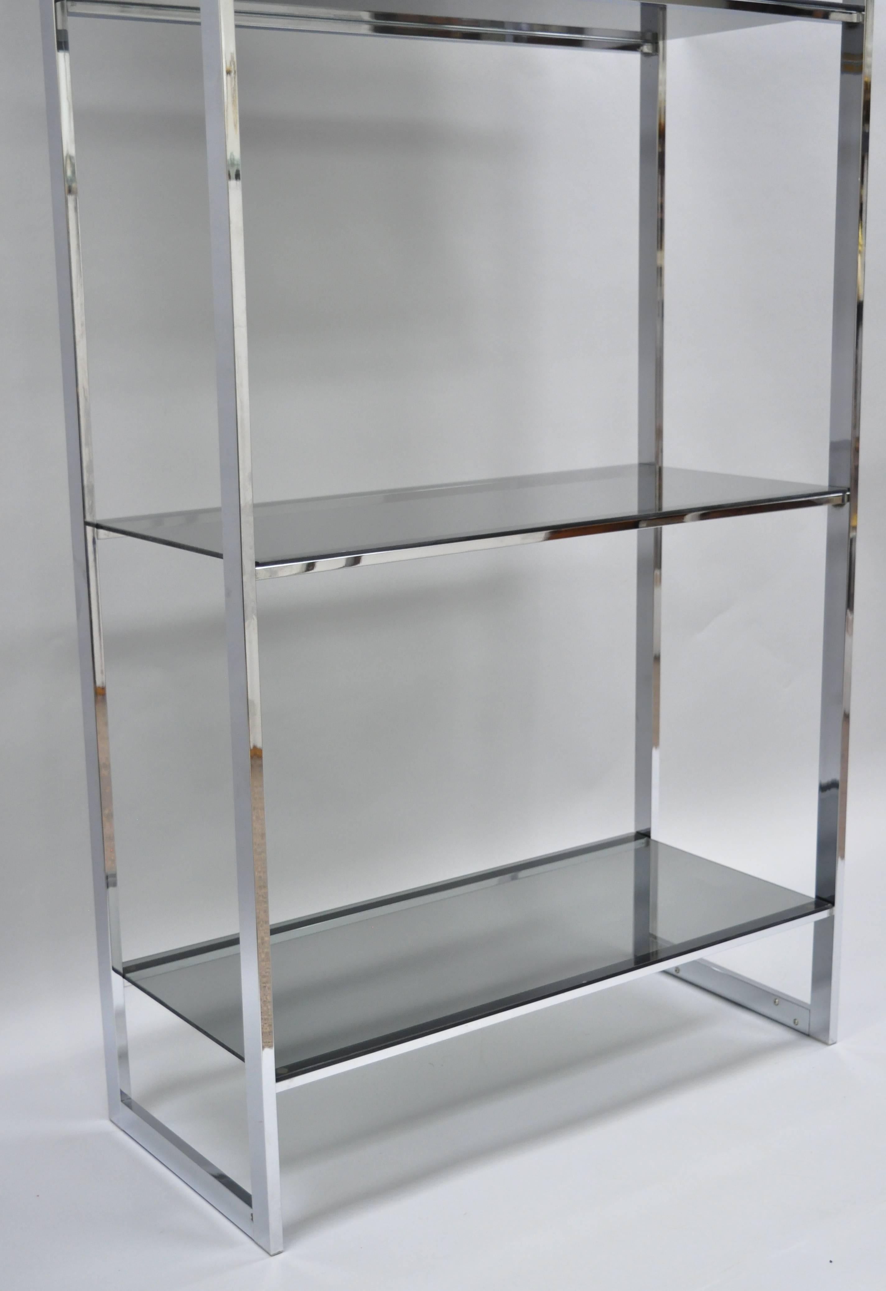 chrome etagere glass shelves