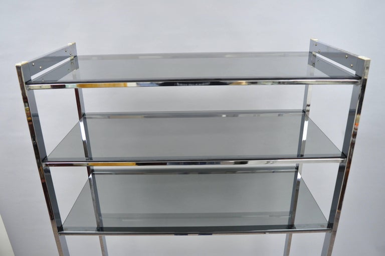 Mid-Century Modern Chrome Smoked Glass Étagère Bookcase Shelf Baughman ...