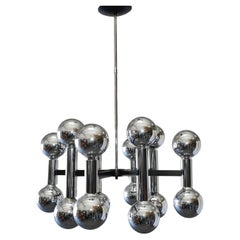 Lampadario Space A Space Chrome di metà secolo con 16 luci, anni Settanta