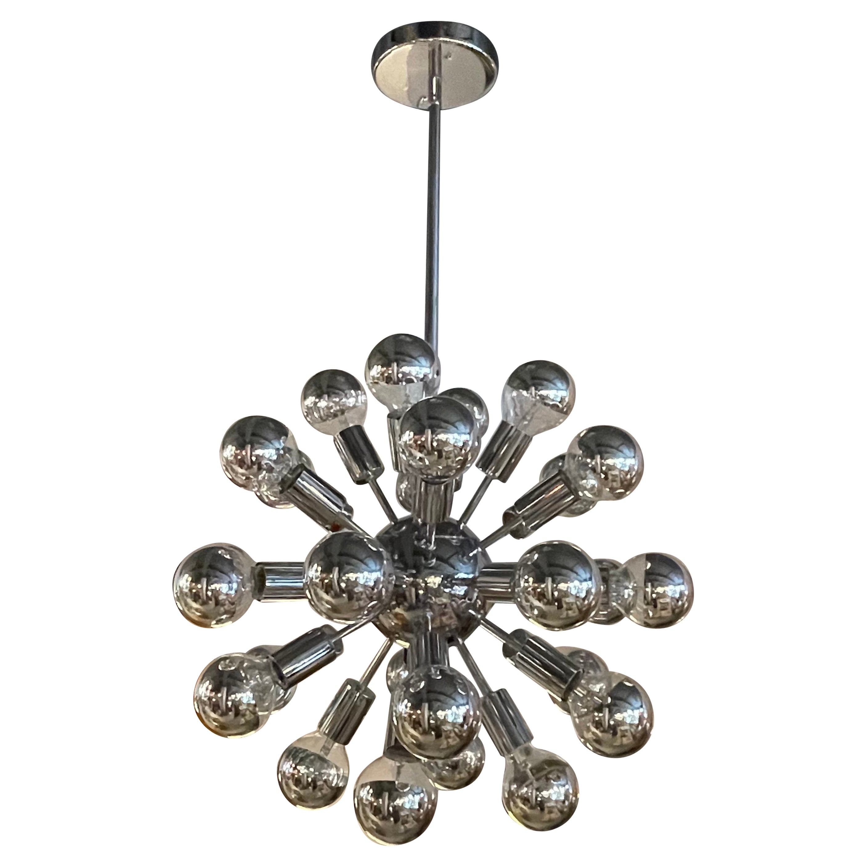Lampadario Sputnik cromato moderno di metà secolo