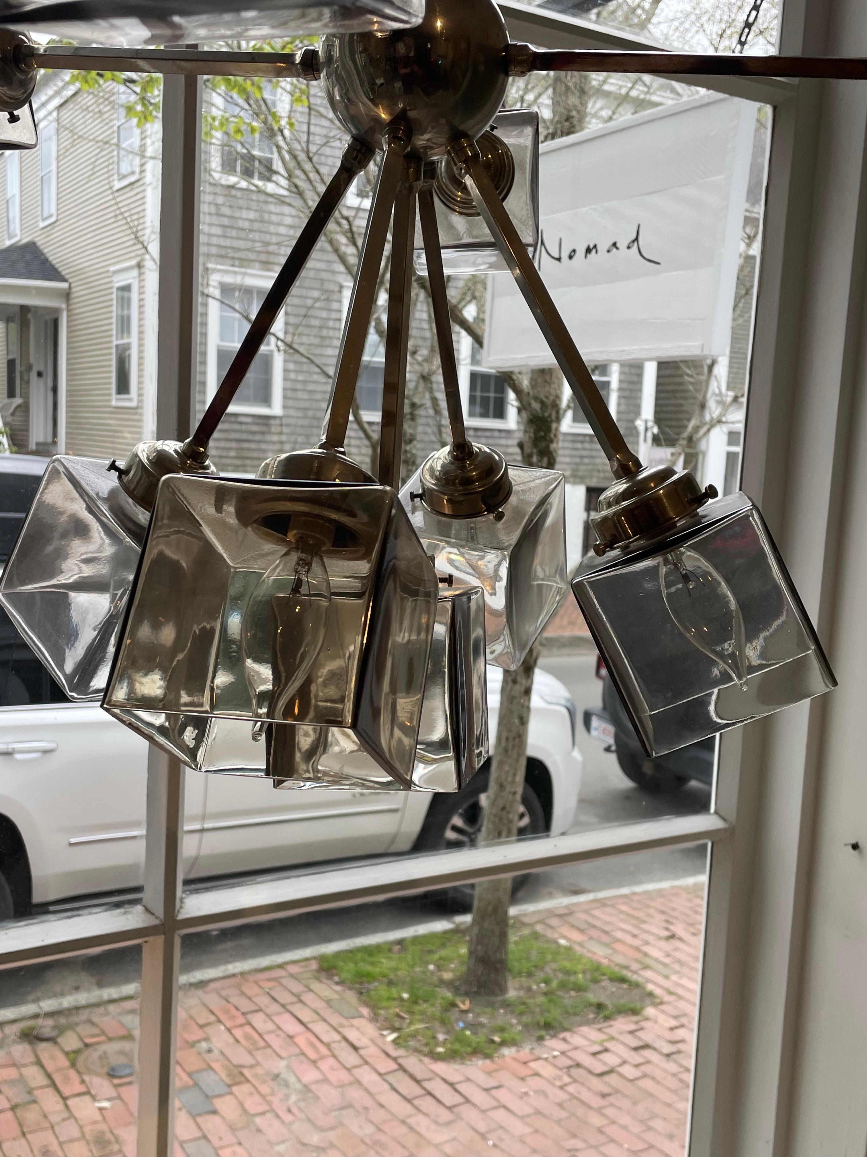 Mid Century Modern Chrome Sputnik Chandelier Pendant Light w Smoked Glass Shades 1