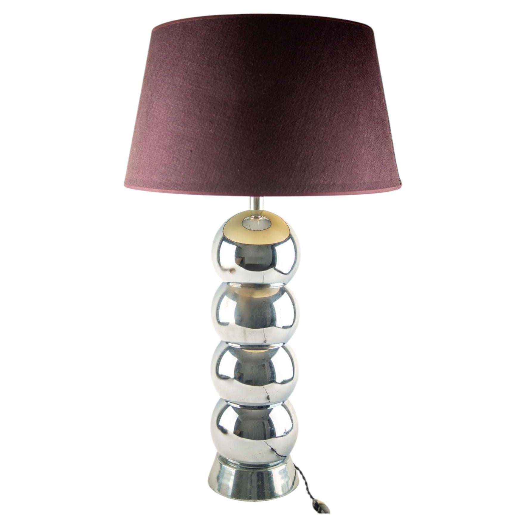 Mid-Century Modern Chrome Stacked Ball Table Lamp, Circa 1970s