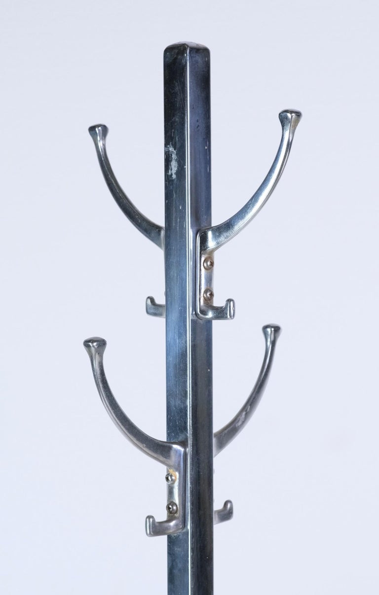 MidCentury Modern Chrome Standing Coat Rack w/ 8 Hooks and Stylish