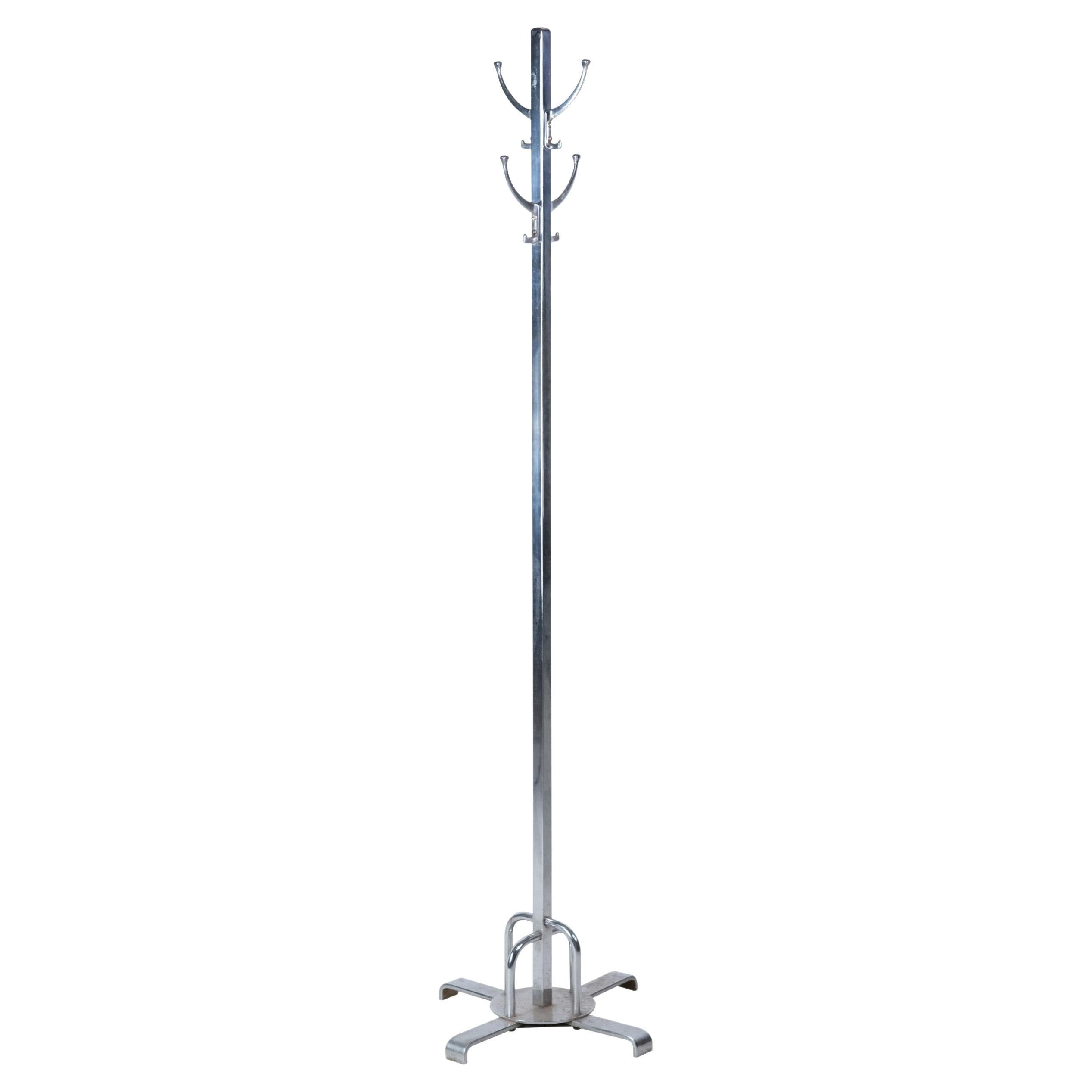 Deco Chrome Standing Coat Rack For Sale at 1stDibs