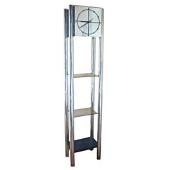 The Moderns Modern Chrome Standing Grandfather Tall Clock Étagère Shelving