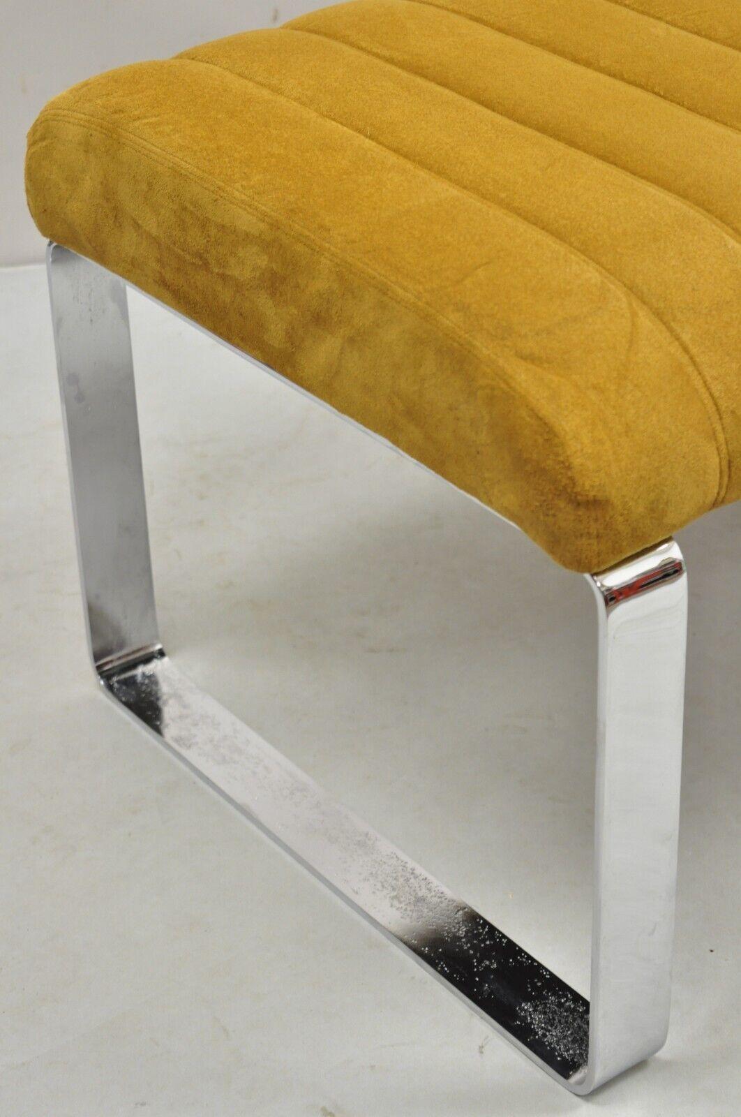 Mid-20th Century Mid Century Modern Chrome Steel Flat Bar Milo Baughman Style Bench by Tulip Inc For Sale