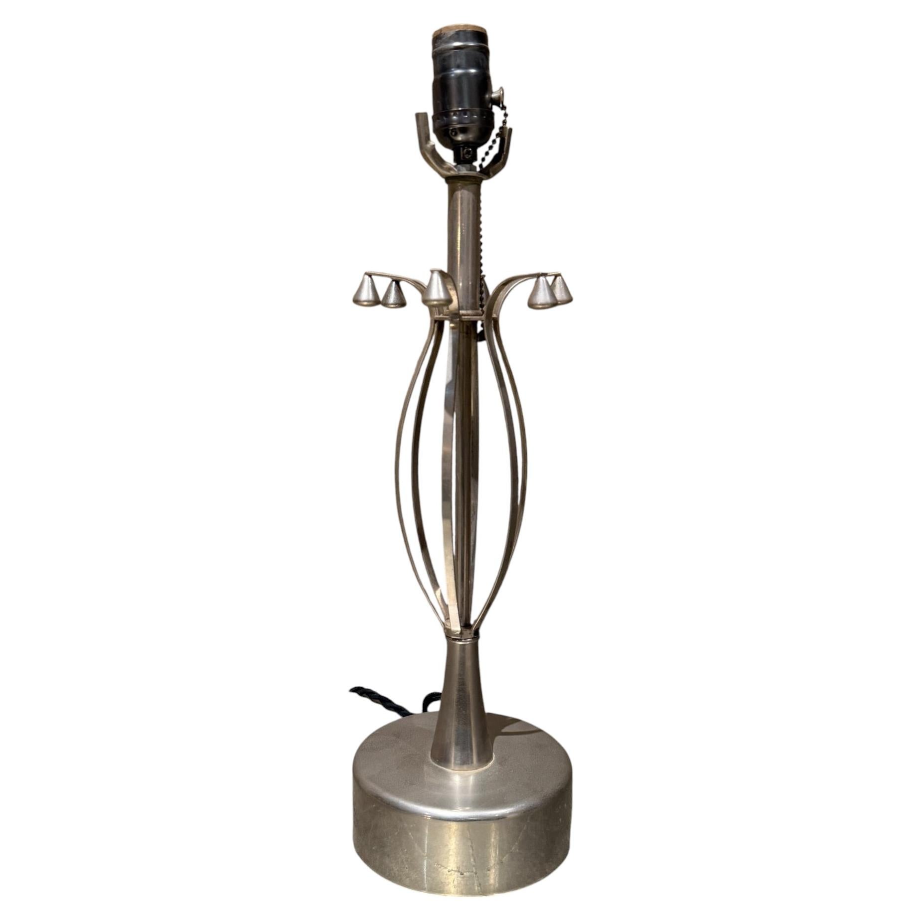 Mid-Century Modern Chrome Table Lamp, Sculptural Design, 1970s, 18.75"