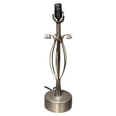 Mid-Century Modern Chrome Table Lamp, Sculptural Design, 1970s, 18.75"