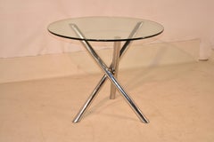 Mid-Century Modern Chrome Tripod Base Table with Glass Top
