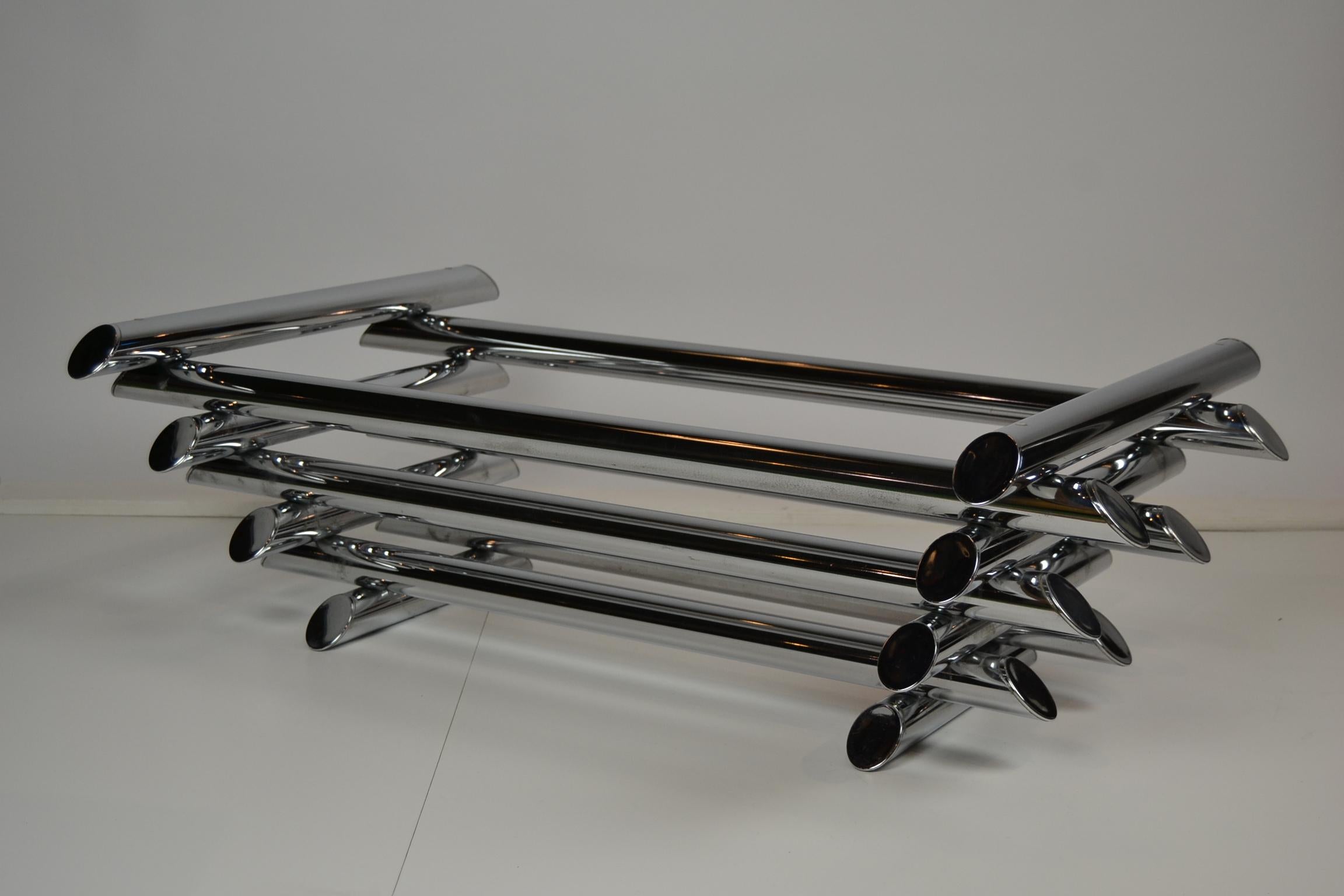 Chrome Tubular Stacked Coffee Table or Cocktail Table, France, 1970s 8