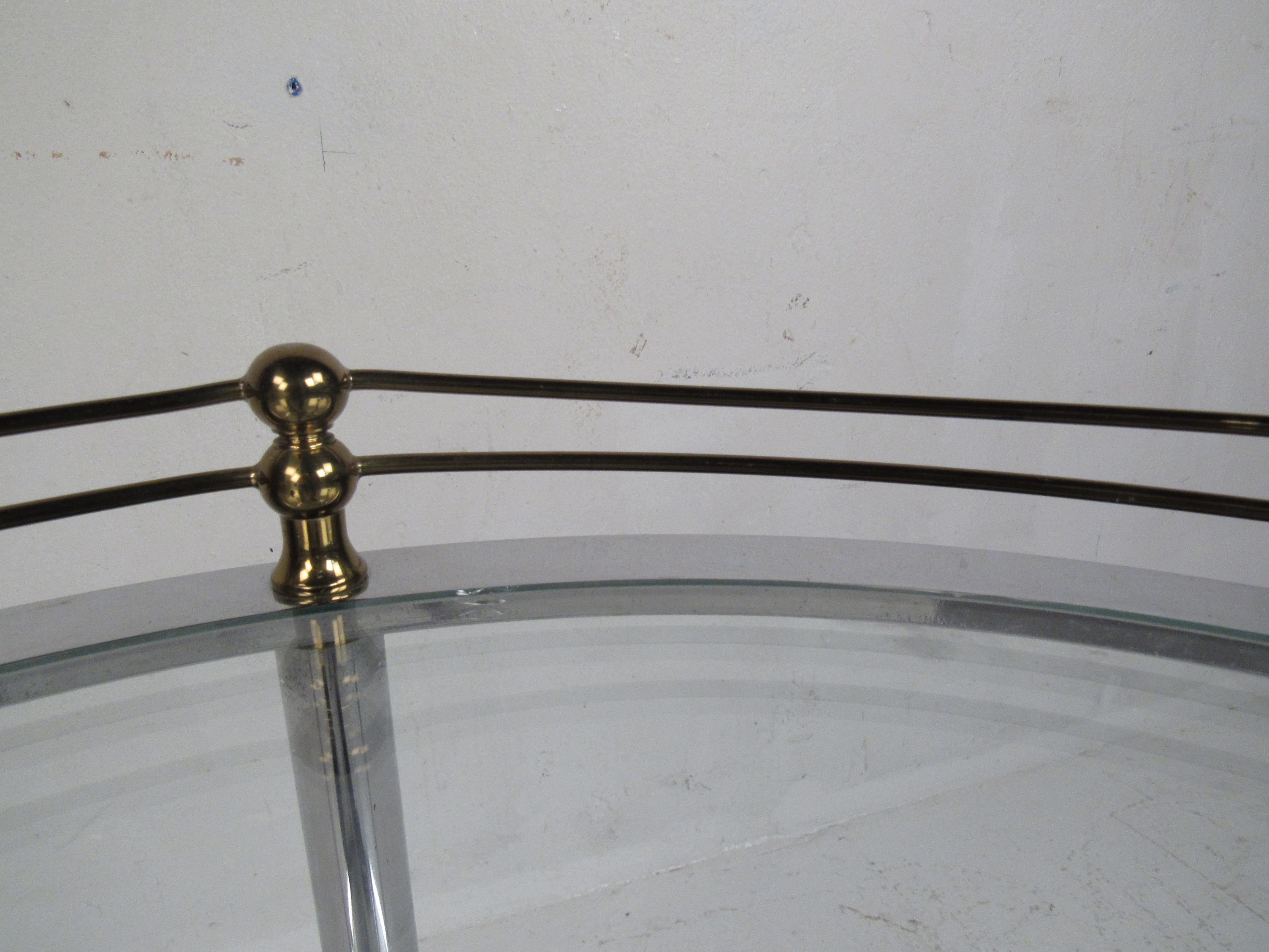 Brass Mid-Century Modern Chrome Two-Tier Side Table