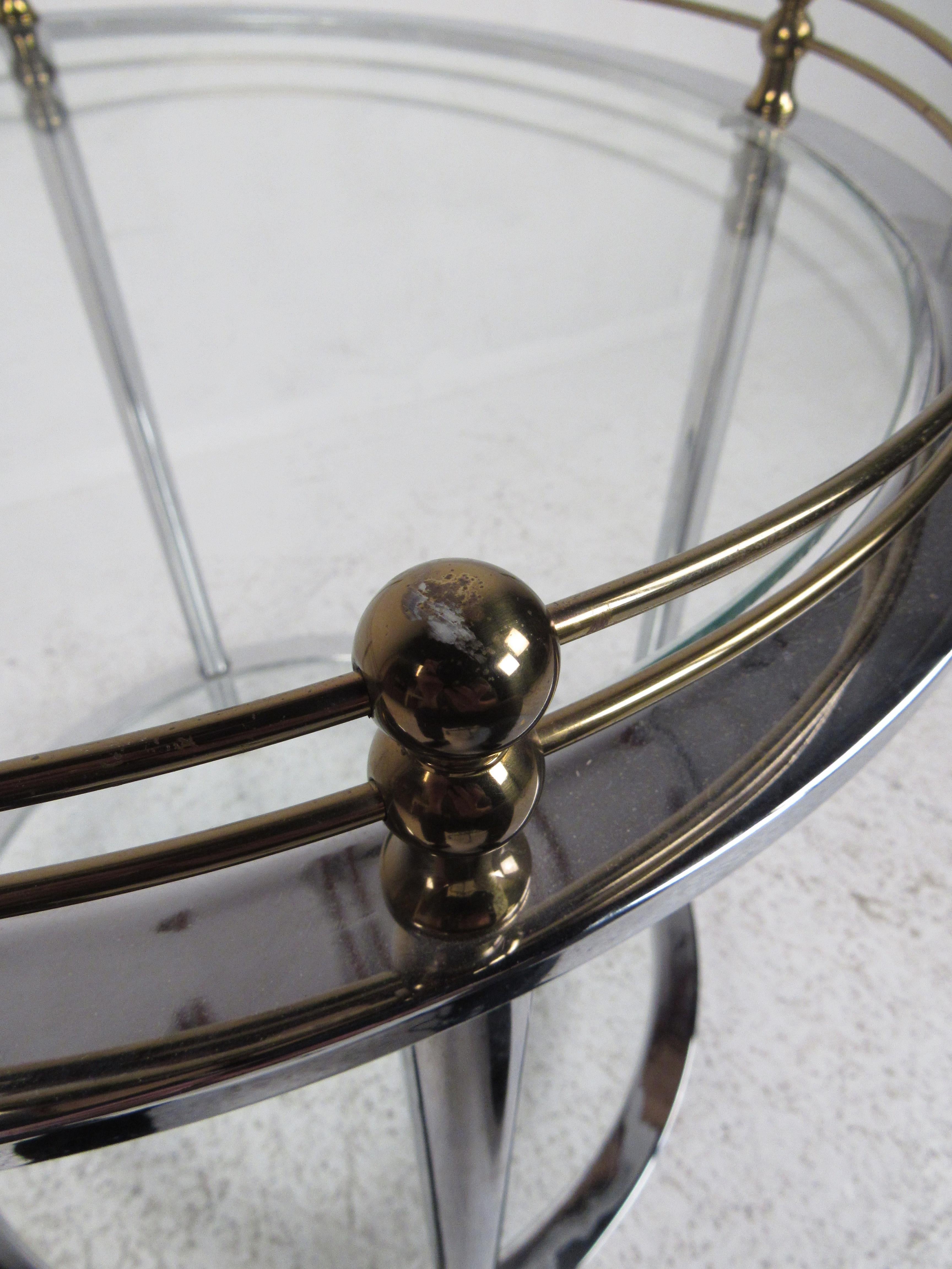 Mid-Century Modern Chrome Two-Tier Side Table 1