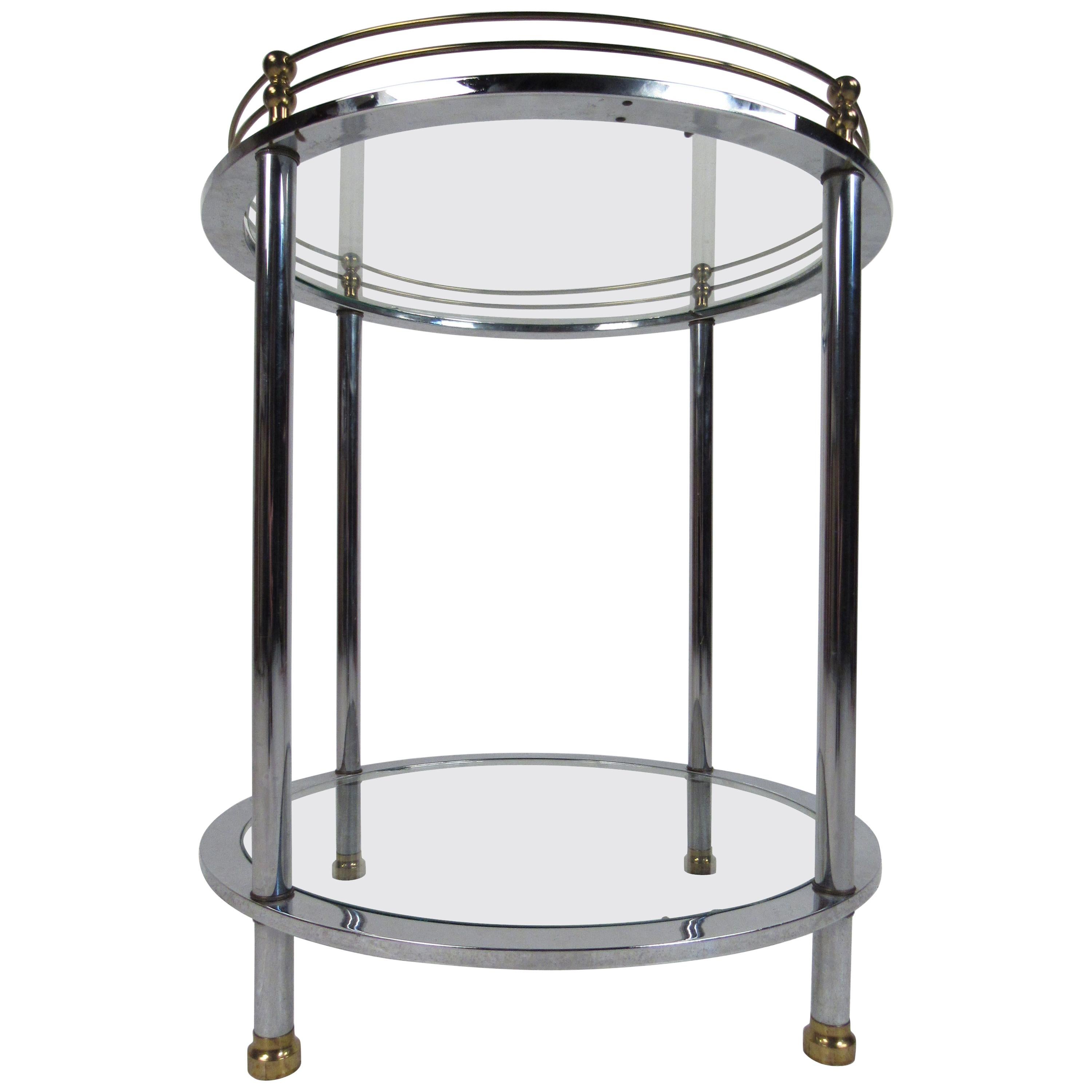Mid-Century Modern Chrome Two-Tier Side Table