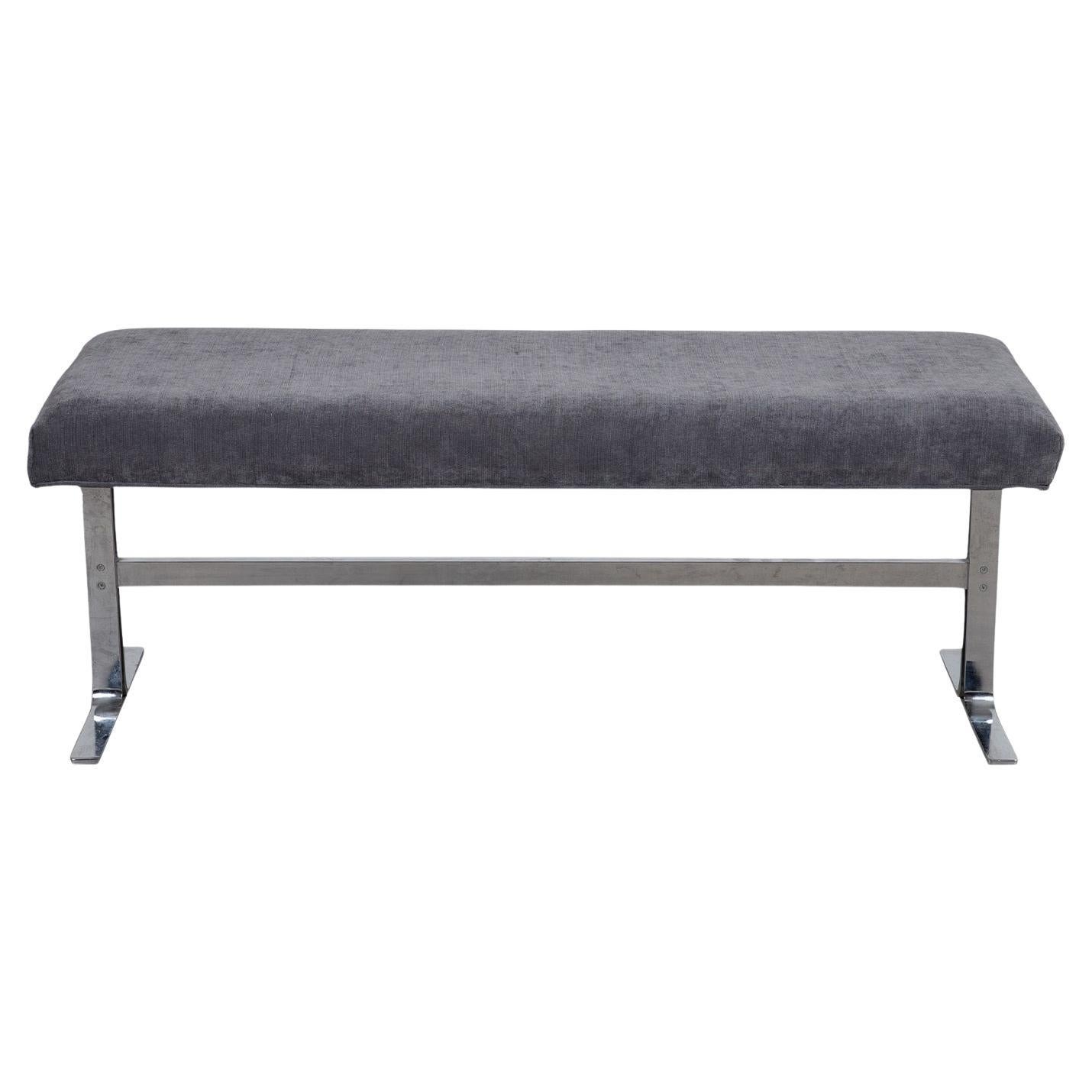 Mid-Century Modern Chrome Upholstered Bench Design Institute America