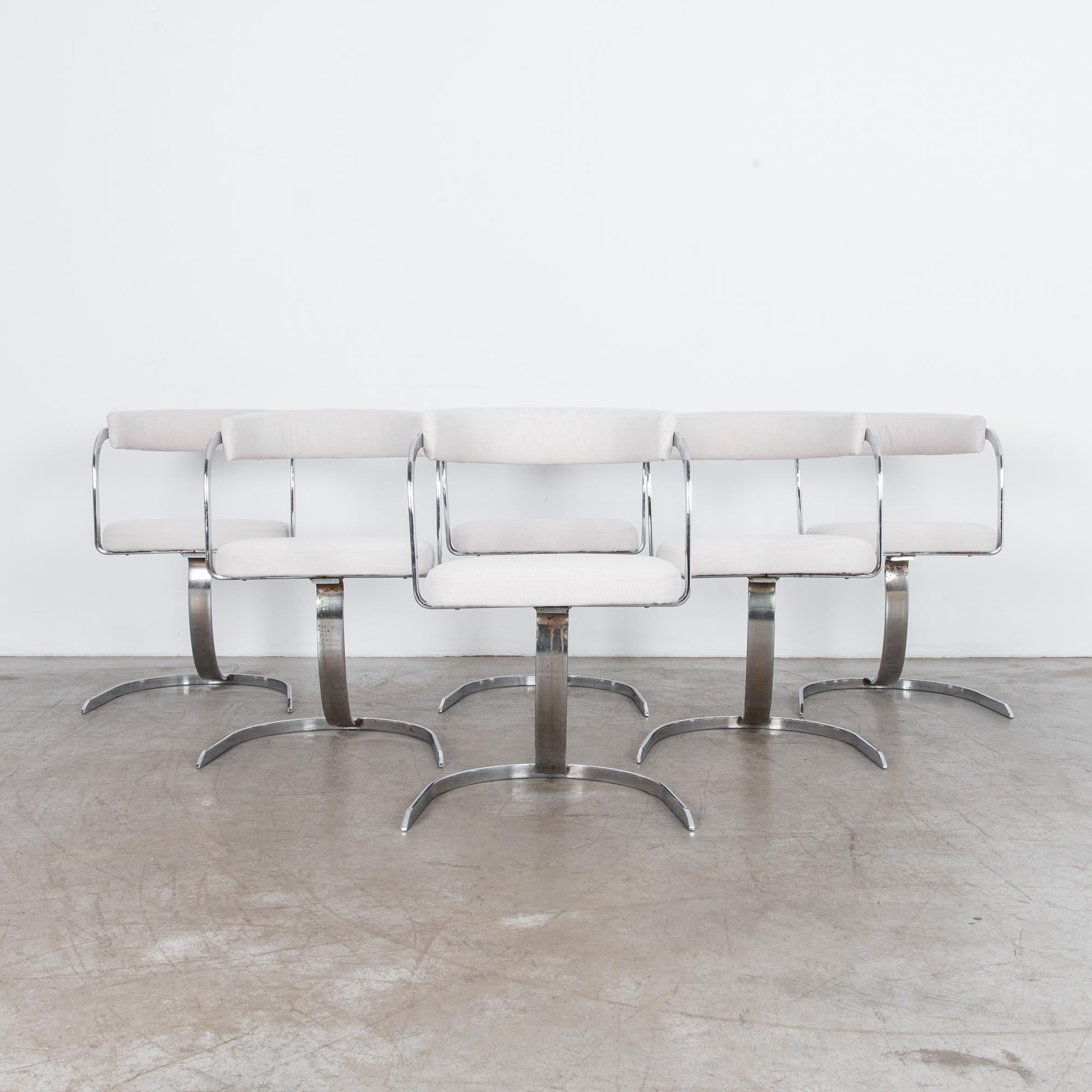 Mid-20th Century Mid-Century Modern Chrome Upholstered Chairs , Set of Six