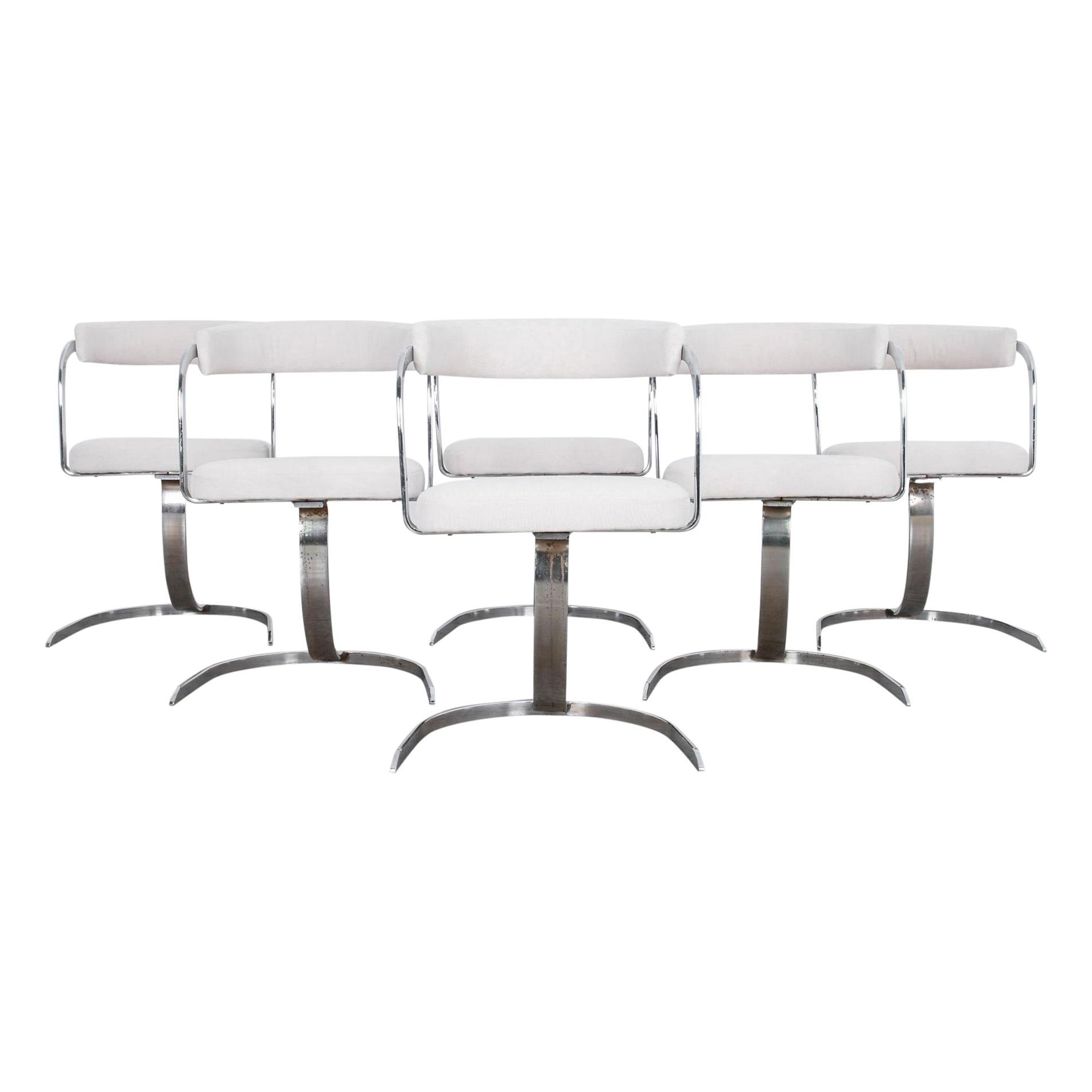 Mid-Century Modern Chrome Upholstered Chairs , Set of Six