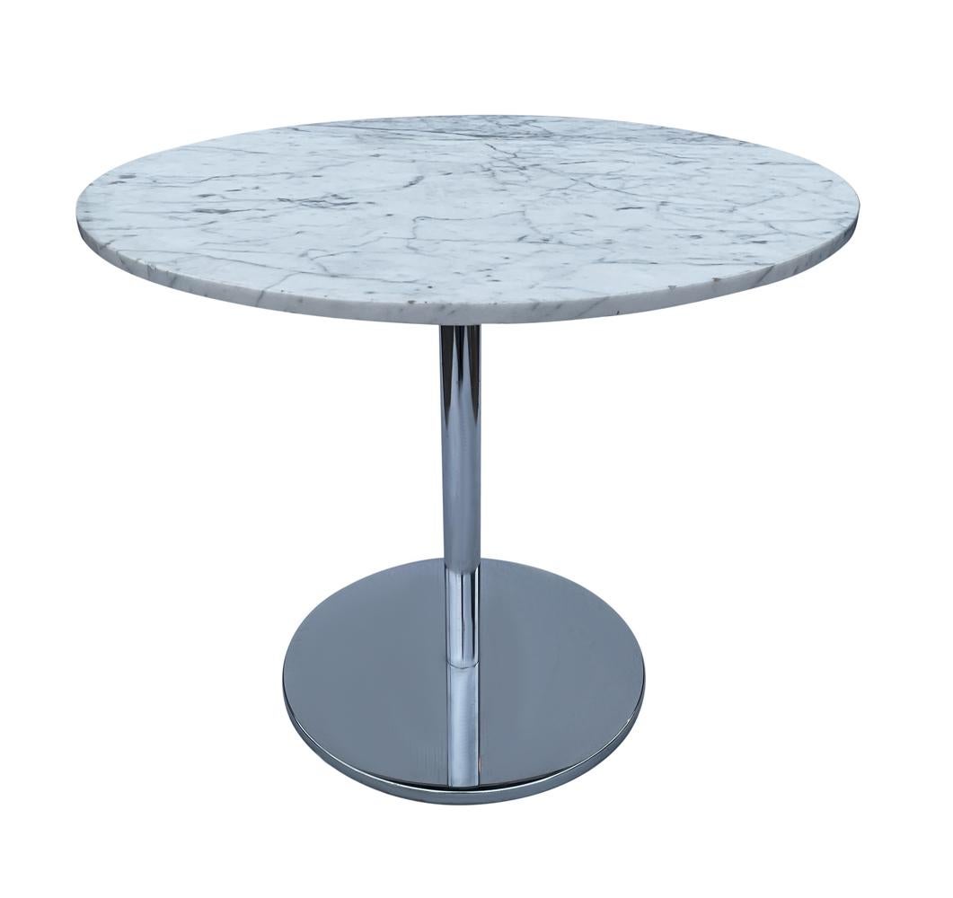 Mid-Century Modern Mid Century Modern Chrome & White Marble Circular Side Table or Coffee Table For Sale