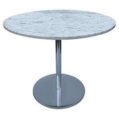 Vintage Mid Century Modern Chrome & White Marble Circular Side Table or Coffee Table