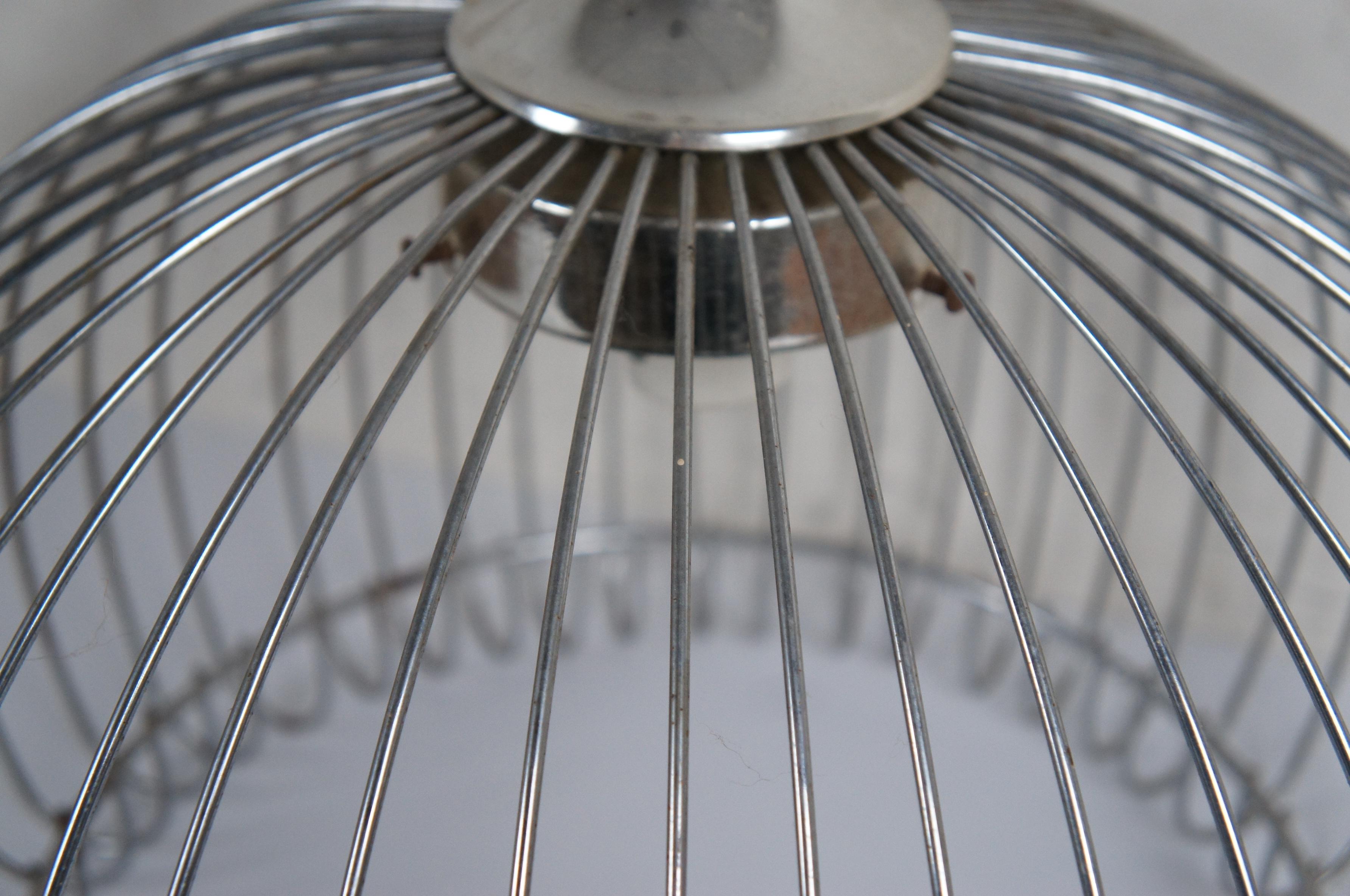 Mid Century Modern Chrome Wire Bird Cage Swag Chandelier Pendant Light 17