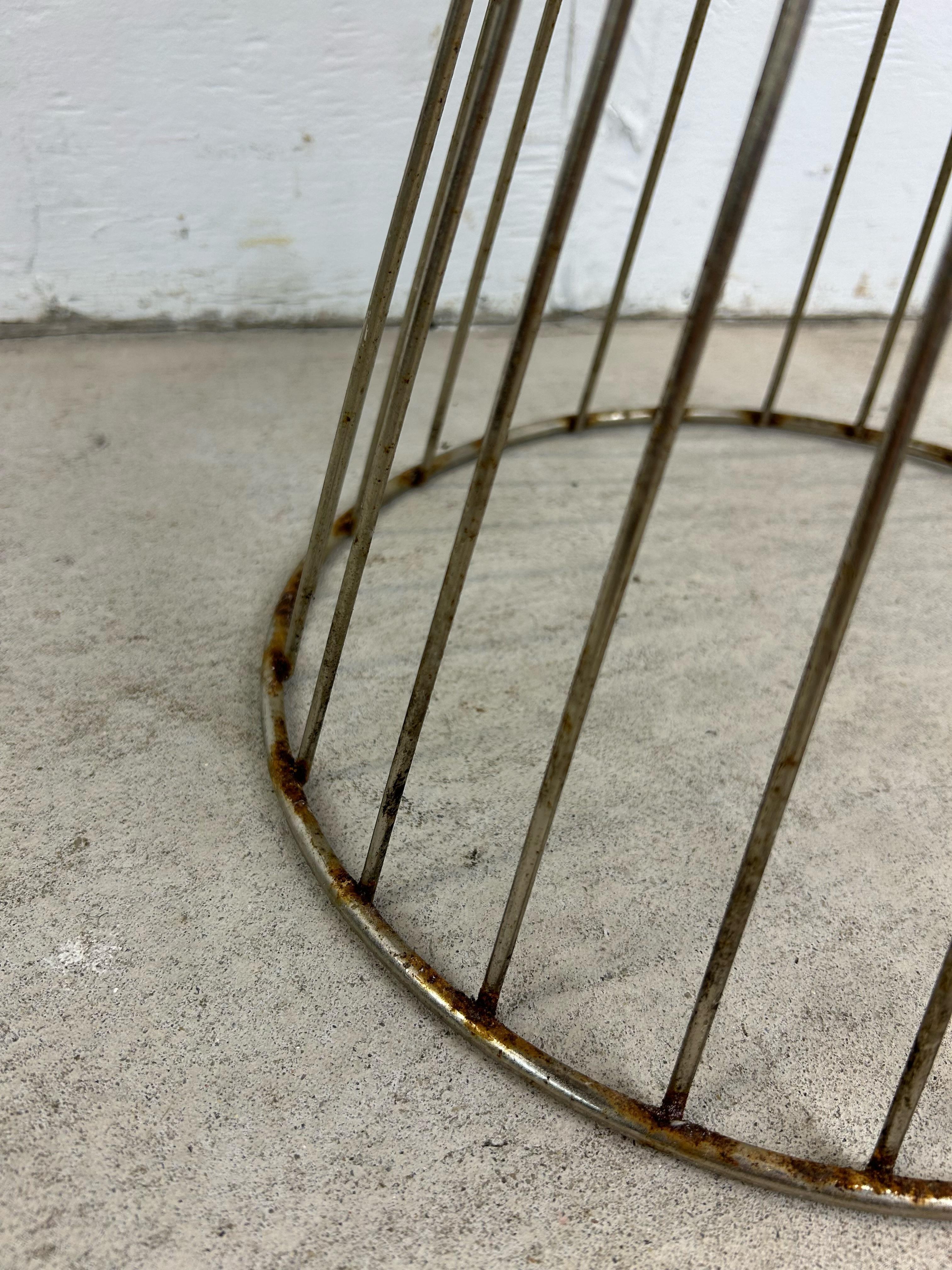 Mid Century Modern Chrome Wire Stool with Black Vinyl Seat For Sale 6