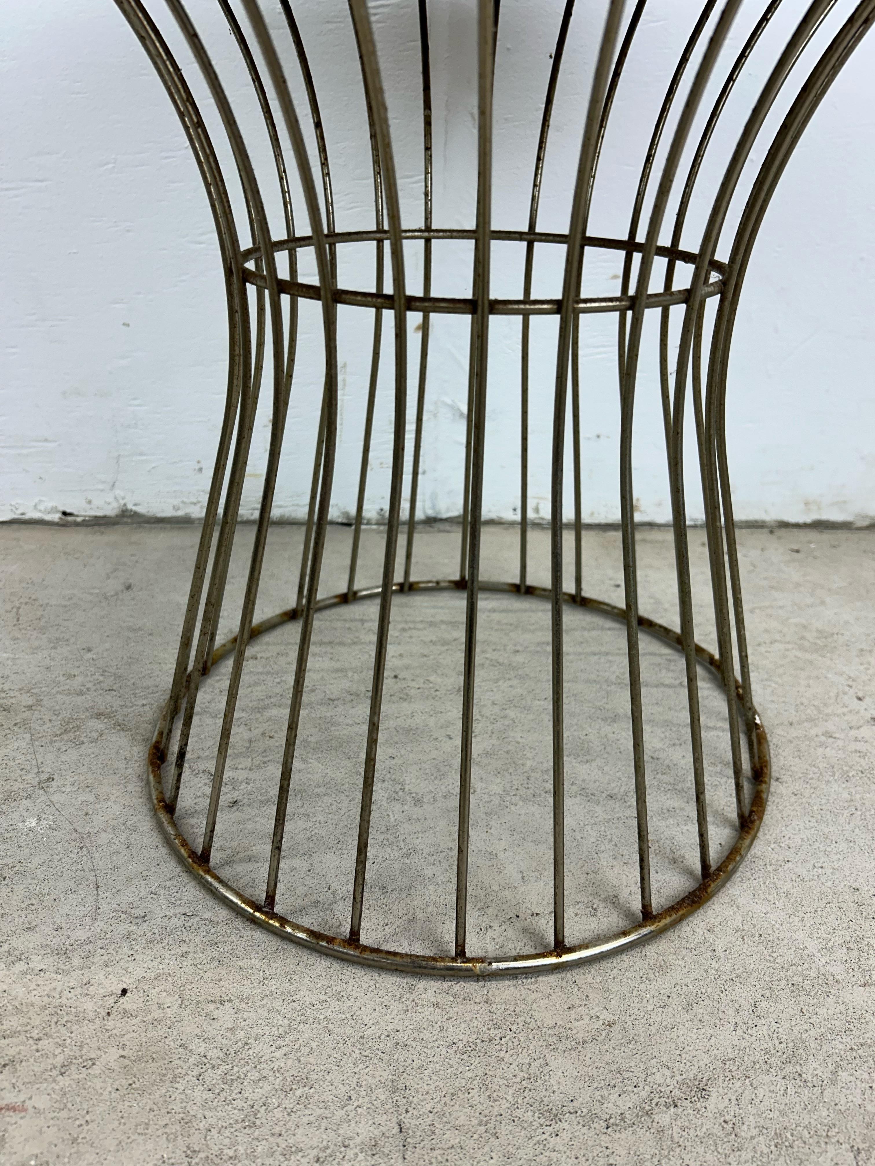 Mid Century Modern Chrome Wire Stool with Black Vinyl Seat For Sale 8