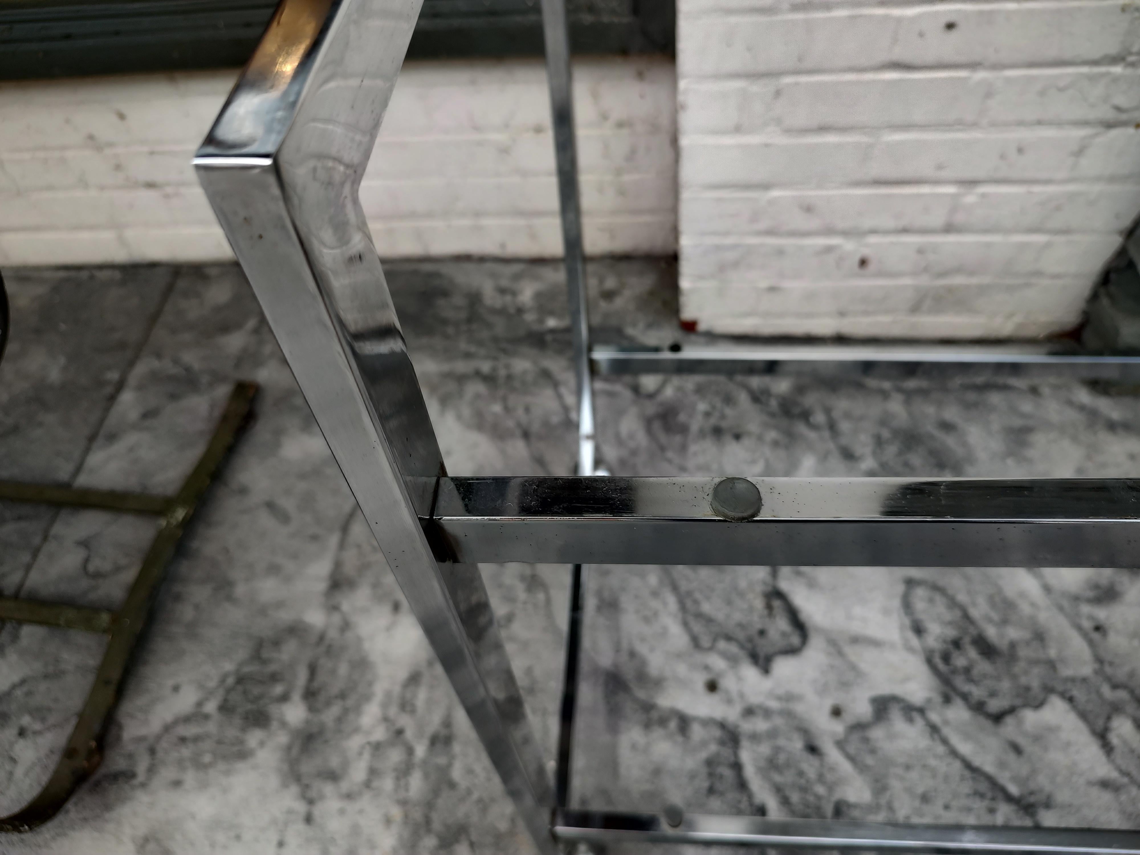 Mid-Century Modern Square Chrome with Black Glass Bar Cart, C1970 For Sale 3