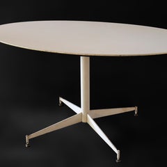 Mid Century Modern Chrome & Wood White Finish Surfboard Cafe Table C1960