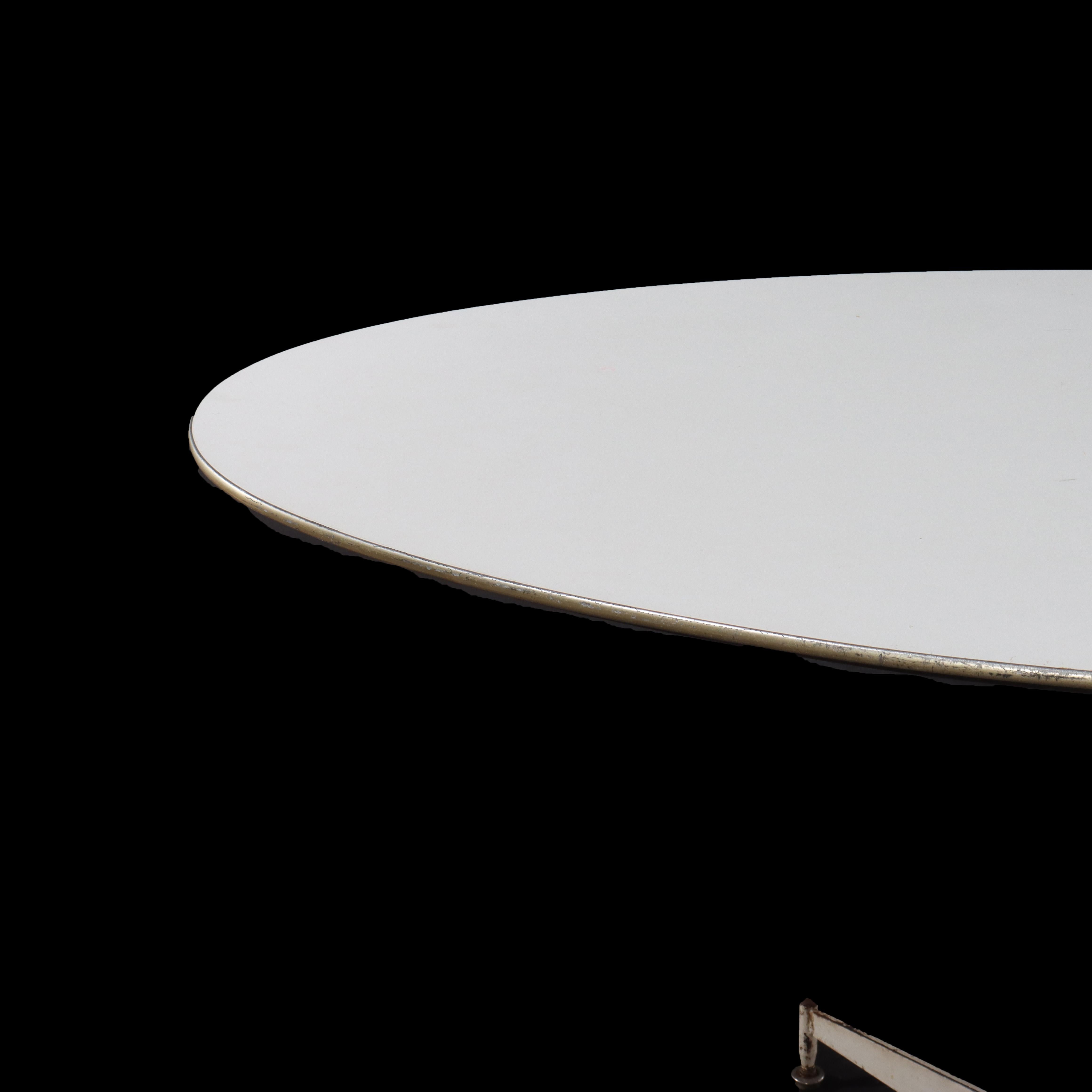 20th Century Mid Century Modern Chrome & Wood White Finish Surfboard Cafe Table C1960 For Sale