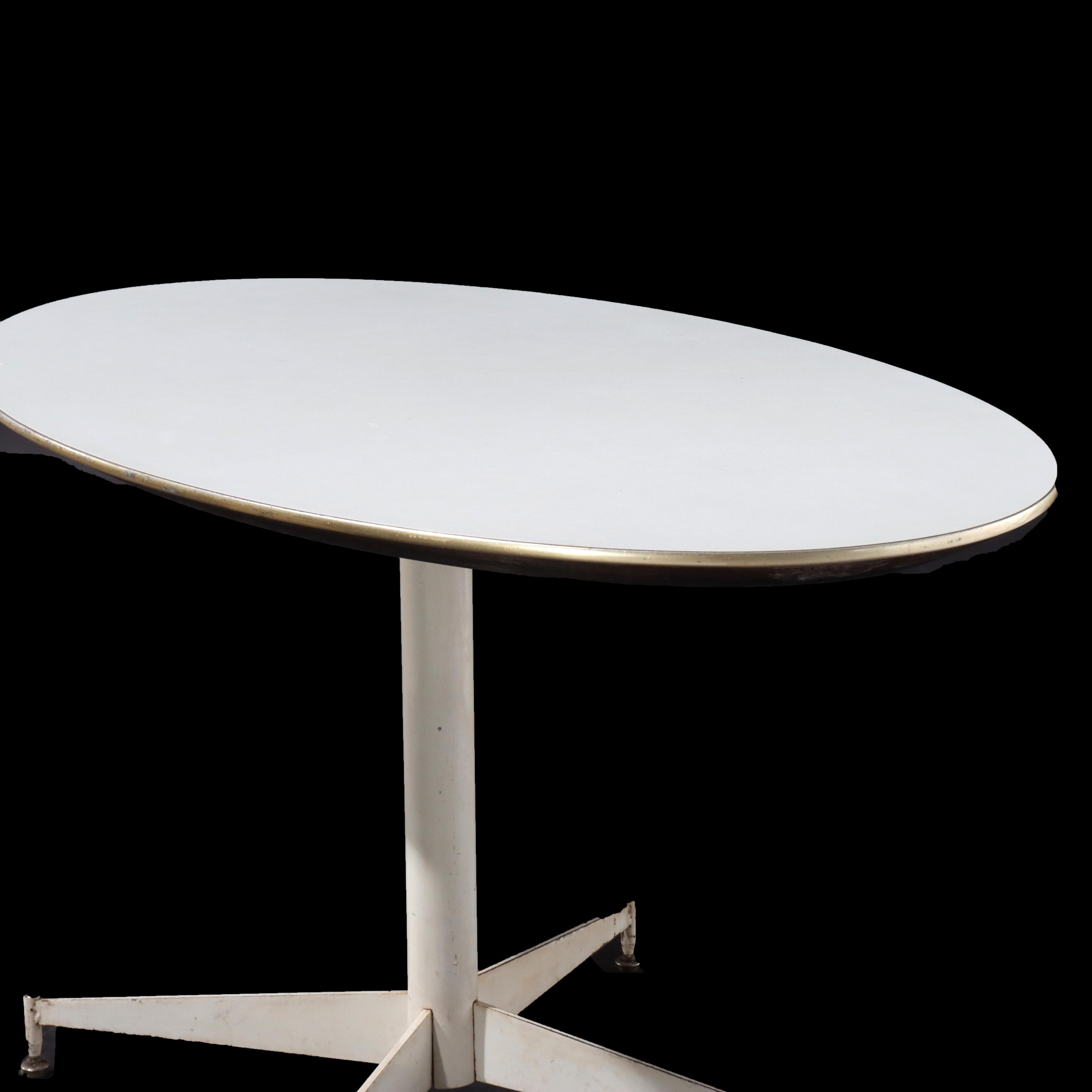 Mid Century Modern Chrome & Wood White Finish Surfboard Cafe Table C1960 For Sale 2