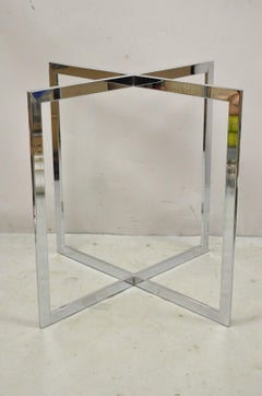 Mid-Century Modern Chrome X-Base Metal Frame Dining Table Pedestal Base