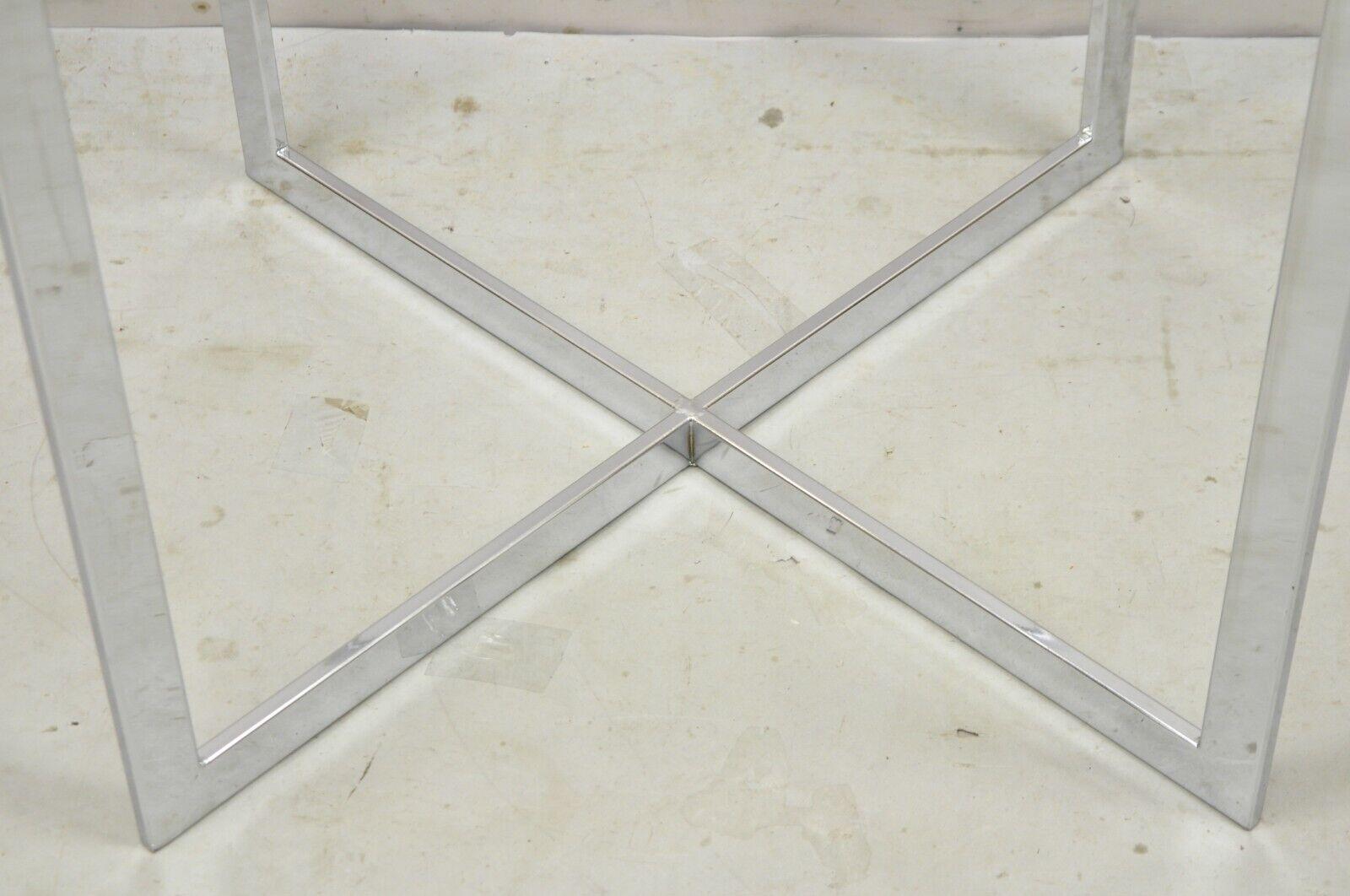 Mid-Century Modern Chrome X-Base Metal Frame Dining Table Pedestal Base 3