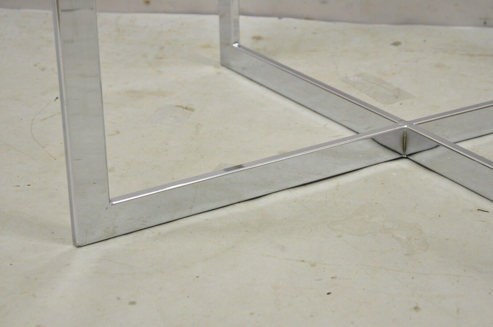 Mid-Century Modern Chrome X-Base Metal Frame Dining Table Pedestal Base 4