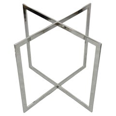 Mid-Century Modern Chrome X-Base Metal Frame Dining Table Pedestal Base