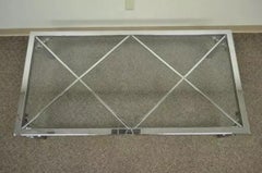 Mid Century Modern Chrome X-Frame Glass Top Hollywood Regency Coffee Table