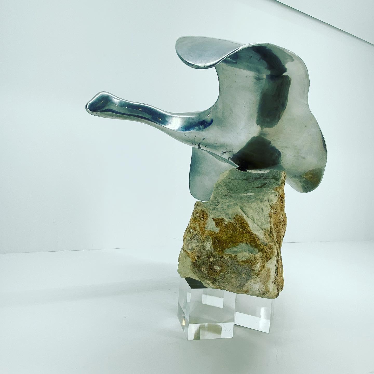20th Century Mid-Century Modern Chrome Sculpture Of Canadian Goose On Rock Stand For Sale