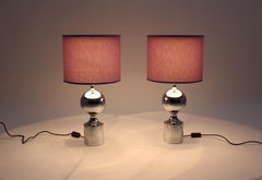Mid-Century Modern Chromed Vintage Table Lamps with Lavender Shade 1960s France