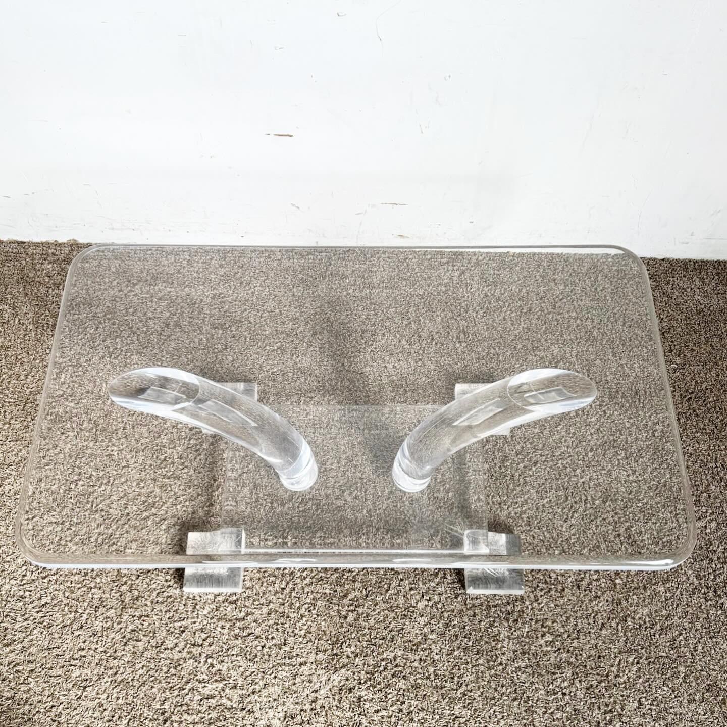 American Mid Century Modern Chunky Lucite Coffee Table For Sale