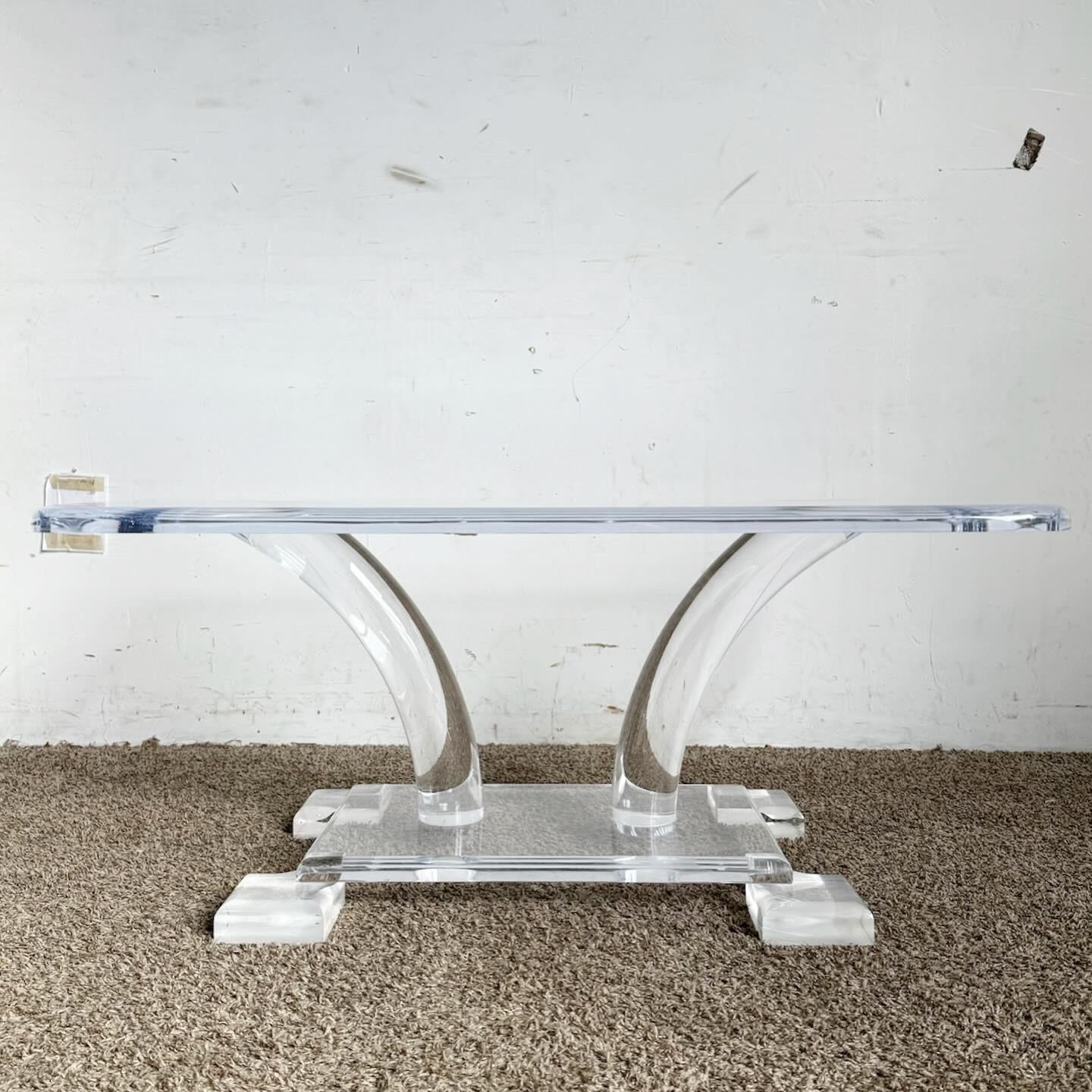 Mid Century Modern Chunky Lucite Coffee Table For Sale 2
