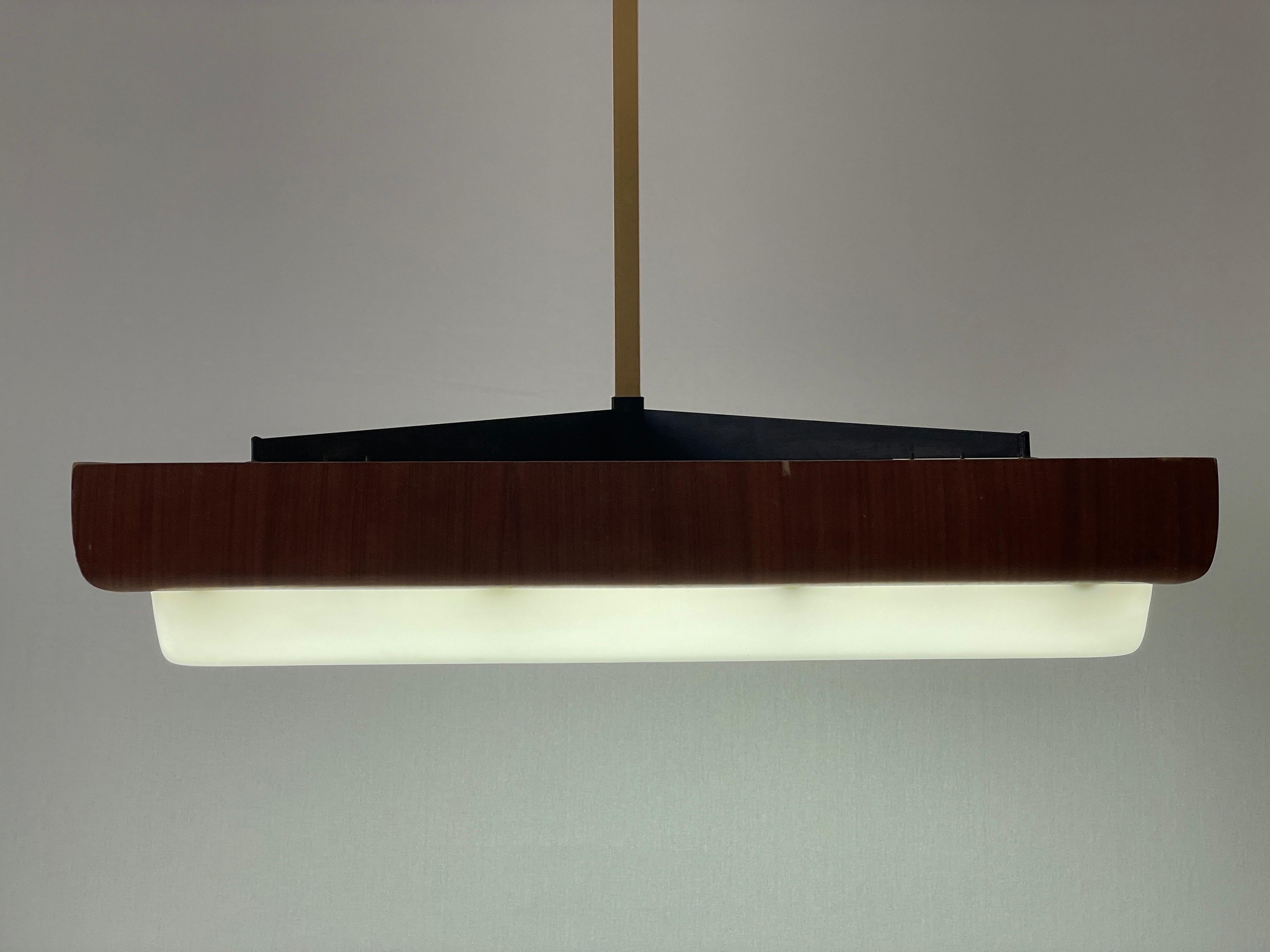 Lampada da soffitto per cinema-teatro moderna di metà secolo in Wood e Plexi, anni '50, Italia in vendita 3